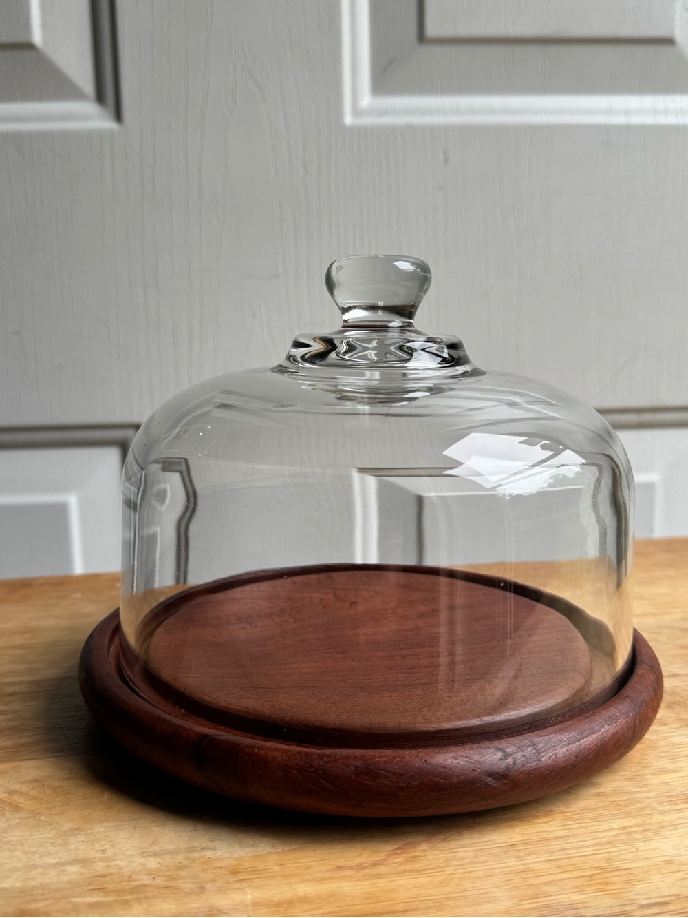 Glass Wood Cloche Cake Stand rustic home decor